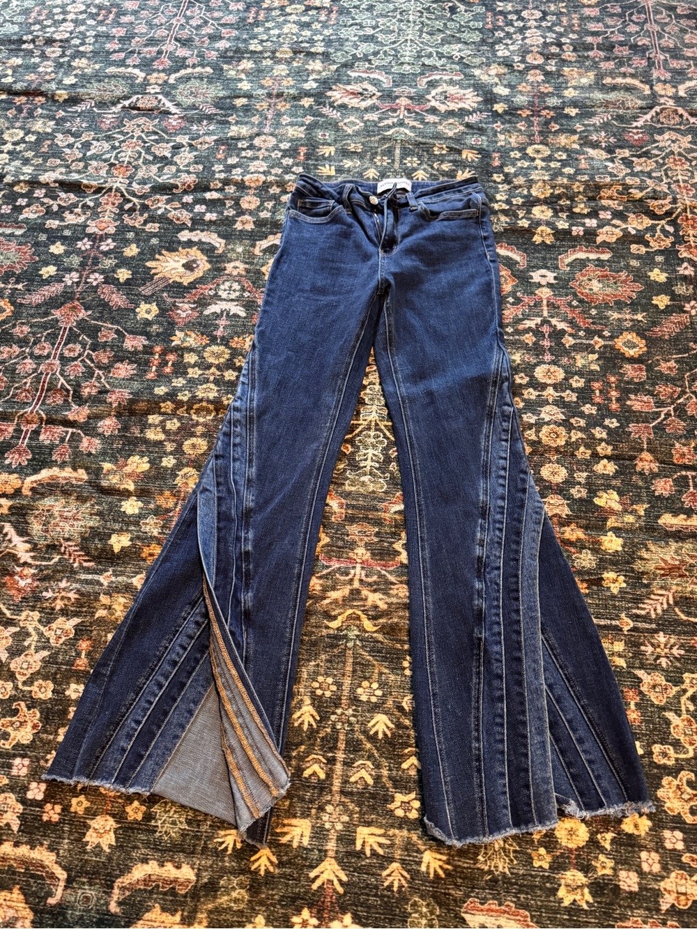 Flying Monkey Dark Blue Panel Flare Jeans